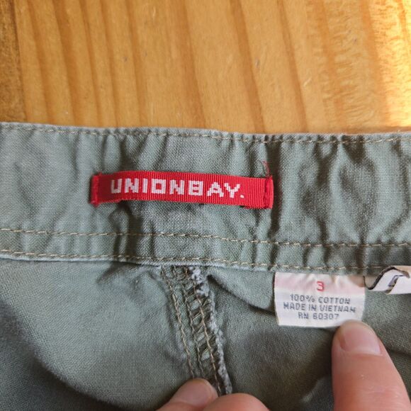 Unionbay Gray Cargo Shorts Juniors Women Size 3 Twill Y2K Drawstrings Vacation - Picture 4 of 4